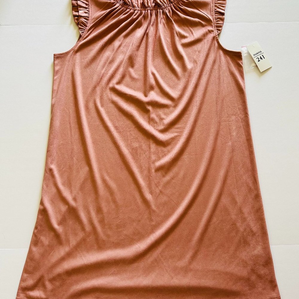 NWT _ HARPER 241 Suede Ruffle Collar I Sleeve Dress - Picture 1 of 5